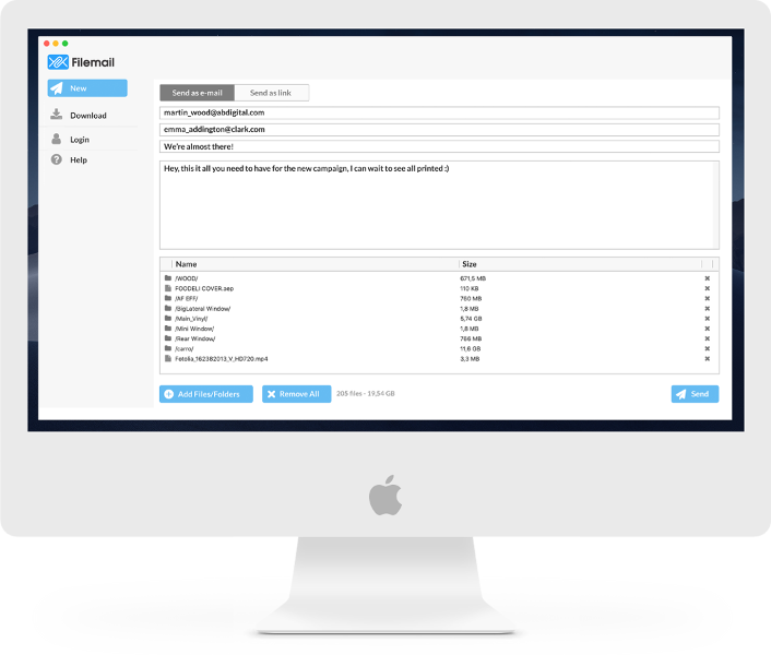 Invia file e cartelle di grandi dimensioni direttamente dal desktop